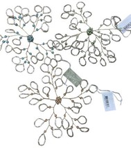 Seasons of Cannon Falls Glass &amp; Wire Beaded Snowflake Ornament Assorted 3pc - £8.70 GBP