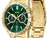 Hugo Boss HB1513923 Allure Mens&#39; Gold &amp; Green Stainless Chrono Watch Boxed - $152.07