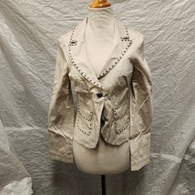 NWT Bebe Beige Jacket, Double Pocket, Studs, and Buttons, Size M - £142.25 GBP