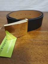 Elisabetta Franchi Black Wide Leather Belt Logo Gold Buckle Size 42 NWT New - €132,97 EUR