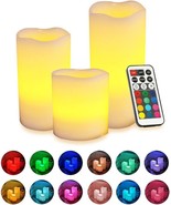 Set of 3 Flameless LED Candles Flickering LED Pillars Candles Light Time... - £11.00 GBP