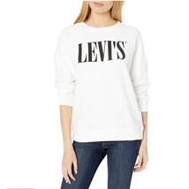 Levis Womens M White Crew Neck Long Sleeve Sweatshirt NWD N19 - $29.39