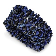 Lapis Lazuli and Black Tourmaline Wide Stretch Bracelet - £59.42 GBP