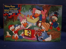 COMPLETE Vintage 1980s Disney Mickey Mouse and Friends Picnic 100 Piece Puzzle - £16.38 GBP