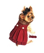 Wool Fur-Trimmed Dog Harness Coat - Burgundy - £70.88 GBP