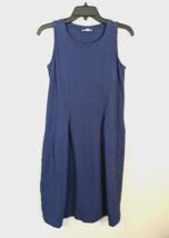J Jill Sleeveless A Line Midi Dress Navy Blue Stretchy Round Neck Womens XS - £14.43 GBP