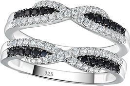 2.50Ct Round Cut Black Diamond Wrap Guard Engagement Ring 14k White Gold Finish - £79.91 GBP