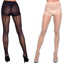 Back Seam Pantyhose Sheer Black Nude Hosiery Nylons 1926 - £10.35 GBP