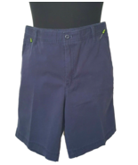 IZOD Golf Shorts Men&#39;s Size 34&quot; Navy Blue Walking  Flat Front Casual Act... - £14.55 GBP