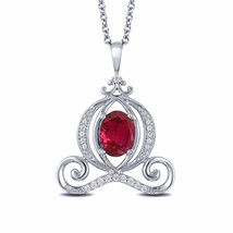 8x6mm Oval Ruby Simulated Diamond Cinderella Carriage Pendant White Gold Plated - £134.03 GBP
