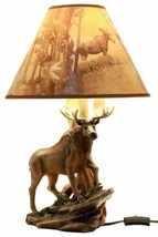 Wildlife Nature Bull Moose Grand Elk Desktop Table Lamp With Nature Shad... - £77.80 GBP