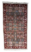 Handmade Vintage Tunisian Silk Rug 1.6&#39; x 3.7&#39; (51cm x 97cm), 1970s - 1C... - $4,898.16 MXN