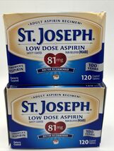 2 pack St. Joseph Low Dose Aspirin 81 mg Coated Tablets 120 EA Ex.09/2026 - $14.84