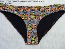 Topshop &#39;pina Colada&#39; Print Bikini Bottom Yellow Multi Size Us 10-NWOT - £7.54 GBP