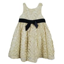 Cherokee Girls Dress Size 4T Gold Floral Lace Sleeveless - $14.45