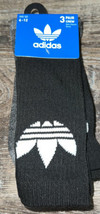 Adidas ~ Mens 3-Pair Crew Trefoil Socks Black Polyester Blend ~ Size 6-12 - $31.02 CAD