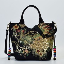 Veowalk Shiny SequPeacock Embroidered Women Canvas Totes Bag, Summer Shopping Sh - £22.14 GBP