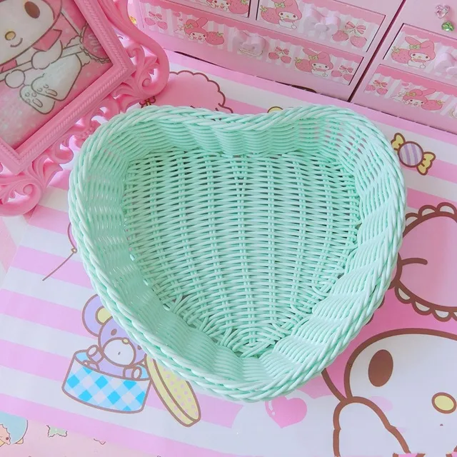 Love Heart Shape Basket Desktop Sweet Color Basket Props for Home Storage  - $12.86
