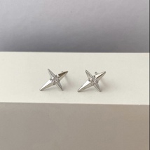 925 Silver Plated CZ Star Stud Earrings for Men Women - £8.83 GBP