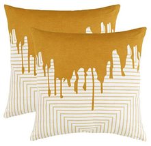 TreeWool (Pack of 2) Decorative Throw Pillow Covers Drip Accent in 100% Cotton C - £12.65 GBP