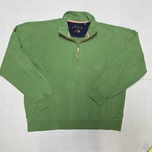 Orvis Sweater Men’s Green Large Cotton Quarter Zip Mock Pullover Heavywe... - $22.90