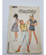 Simplicity 6863 Sewing Pattern Girls Top Pants Shorts Skirt Vtg Cut Size... - $7.88