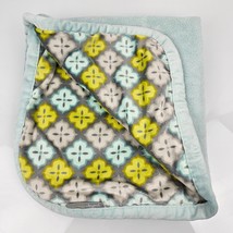 Blankets &amp; Beyond Baby Soft Gray Aqua Blue Lime Green Plush 30x30&quot; Lovey Boy - $49.49