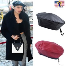 Women French Leather Beret Beanie Skull Cap Vintage Army Navy Top Flat Plain Hat - £8.27 GBP+