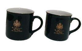 SAME DAY SHIP》2 Gevalia Ceramic Green Gold Crest Sweden King Coffee Mugs Cups - £14.78 GBP