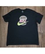 Nike T Shirt XL Black Mens Hamburger Graphic Cotton Casual Sportswear Tee - $188.07 MXN
