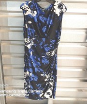 Lauren Ralph Lauren Womens Floral  Dress Sleeveless Cocktail Size 10 Black Blue - £39.44 GBP