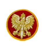 Poland Coat Of Arms Souvenir Round Embroidered Patch White Eagle Metallic - $212.86 MXN