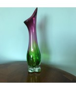 Hand-Blown Art Glass Vase Ombre Green Red Watermelon Jack Pulpit Teleflo... - £27.35 GBP