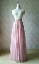 Pink Long Tulle Skirt Outfit Bridesmaid Custom Plus Size Tulle Skirt image 1