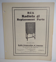 RCA Radiola 41 Vintage Original 1928 Replacement Parts Radio Corp Victor 4 Pages - £13.55 GBP