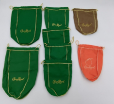 Lot of 8 Crown Royal Drawstring Bags Green orange Brown Different Sizes ... - £6.73 GBP