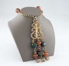 Gold-Plated Bedouin Filigree Necklace Amber and Bloodstone Gorgeous! - $246.99
