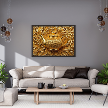 Luxury Golden Teapot Printable leaf Wall Art - $3.99