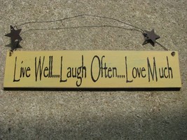 67149G-Live Well...Laugh Often...Love Much Wood Hanging Sign with metal stars - £3.12 GBP