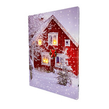 LED Lighted Art Christmas Canvas Painting - House - $35.81