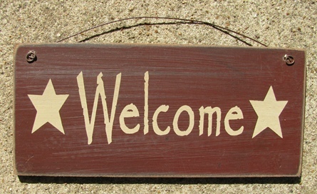  D4874W - Welcome  Wood Hanging Sign   - £3.59 GBP