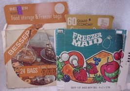 Vintage 2 Packages of Freezer Bags Besser &amp; Freezer Maid Brands 1960s  - $2.99