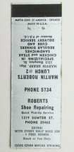 Roberts Shoe Repairing - Columbia, South Carolina 20 Strike Matchbook Cover SC - £1.58 GBP