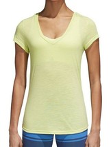 ADIDAS Womens T Shirt V Neck Winners Melange Frozen Yellow Size 2XS $30 - NWT - £7.18 GBP