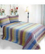 [Garden of Peace] 3PC Cotton Vermicelli-Quilted Printed Quilt Set (Full/... - £54.47 GBP