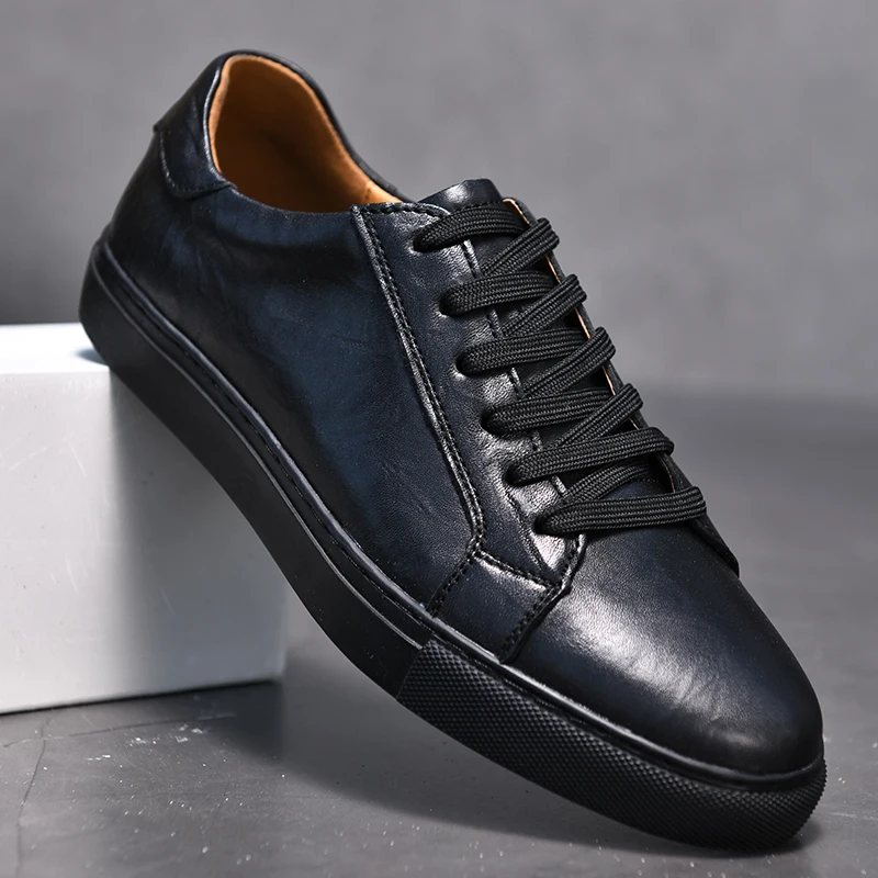 Genuine Leather Casual Men Shoes lace up oxfords Brand White Shoes fashi... - $98.08
