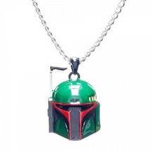 Star Wars Boba Fett Helmet 3-D Metal Enamel Necklace Licensed NEW UNUSED - £12.89 GBP