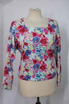 Vtg 90s Laura Ashley M Floral Cotton Dolman Sleeve Top Shirt USA - £22.45 GBP