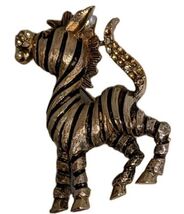 JJ Baby Zebra Brooch Enamel &amp; Rhinestones Jonette Jewelry Signed Figural... - $22.75