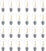 24 Pack LED S14 Replacement Light Bulbs Shatterproof Outdoor 1 Watt to Replace 1 - £31.98 GBP